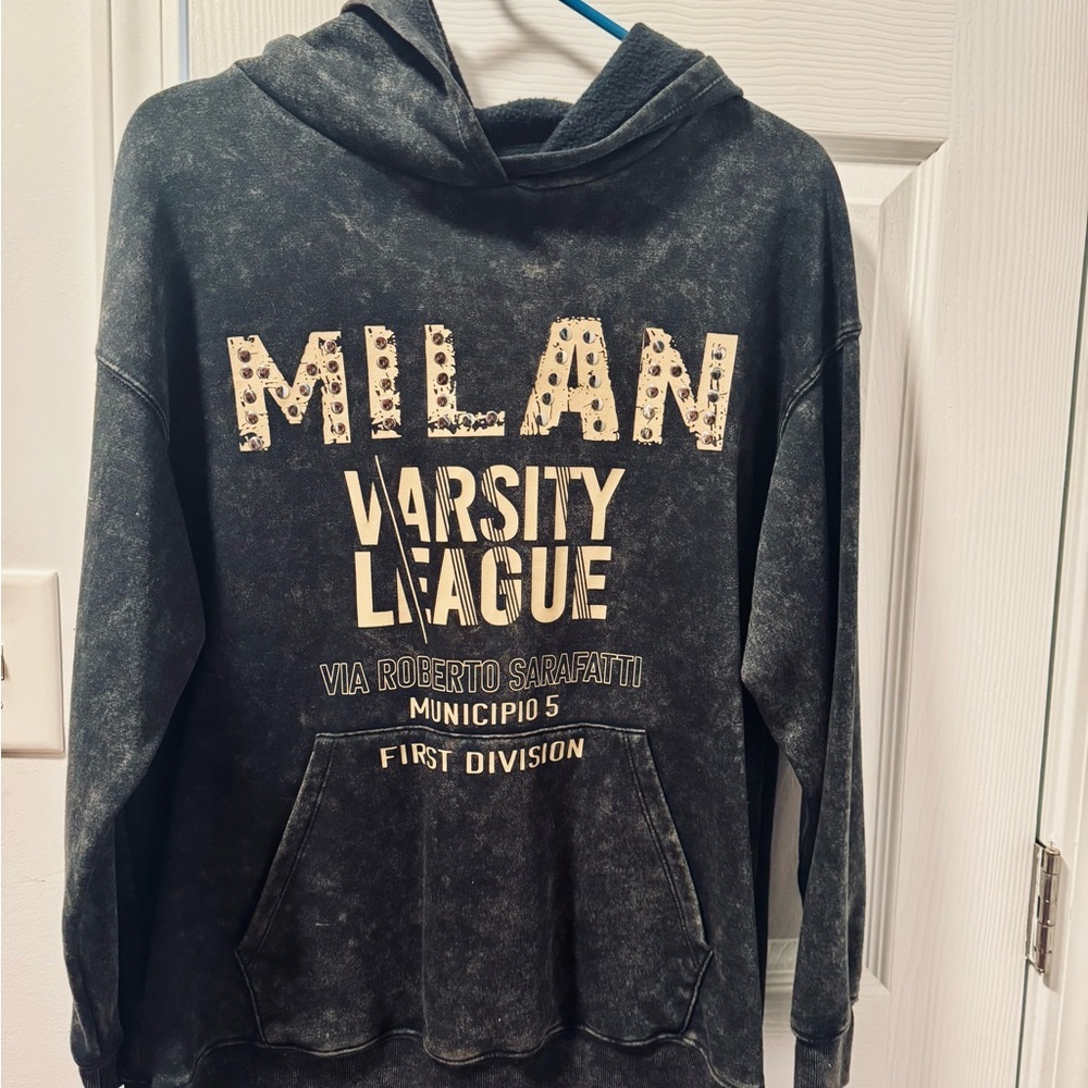OAK and Trellis Charcoal Hoodie with Gold Accents